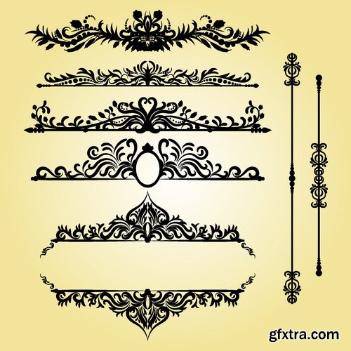 Vectors - Floral Borders Elements Set 52