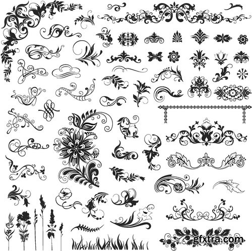 Vectors - Floral Borders Elements Set 52