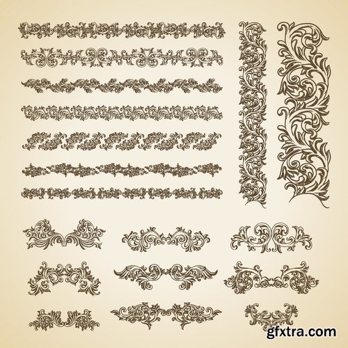 Vectors - Floral Borders Elements Set 52