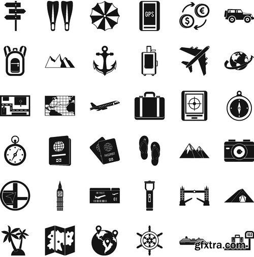 Vectors - Black Travel Icons 5