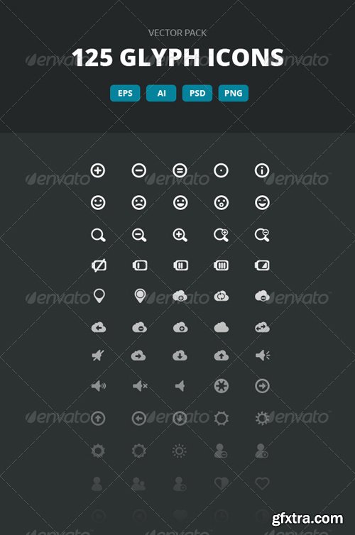 GR - 125 Glyph Icons - Vector pack 6075861