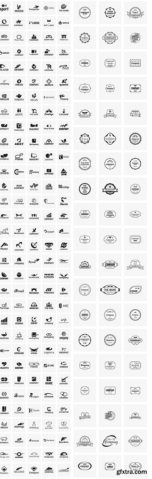 430 Vector Logo Design Templates & 200 Logo Kit Elements