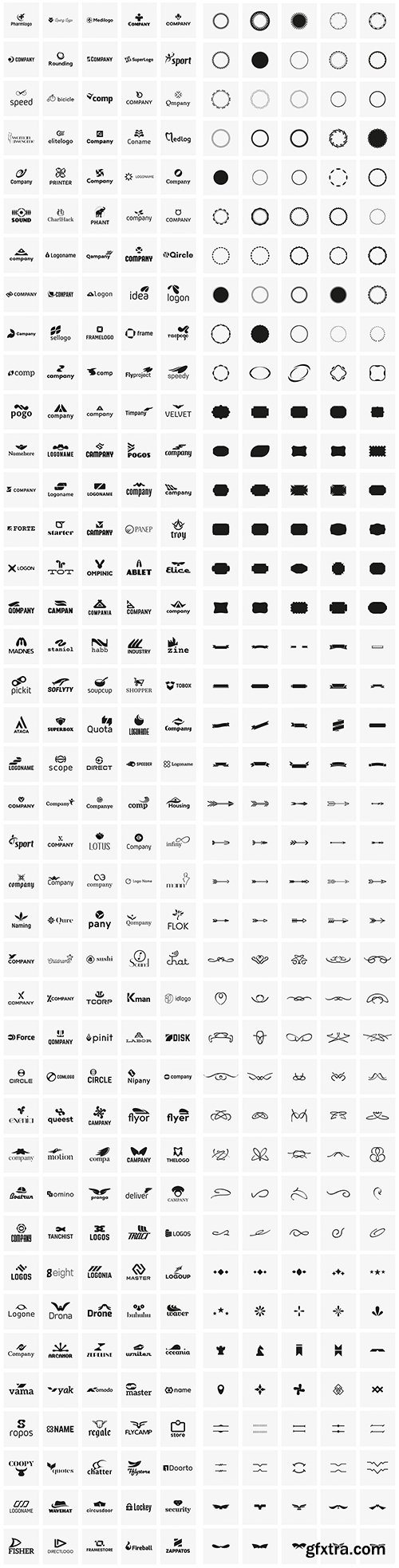 430 Vector Logo Design Templates & 200 Logo Kit Elements