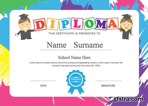 Vectors - Certificate Templates with Kids 8