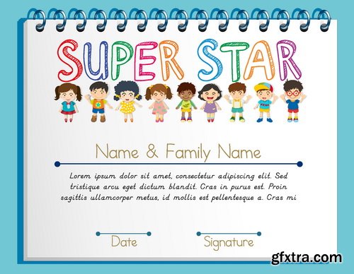 Vectors - Certificate Templates with Kids 8