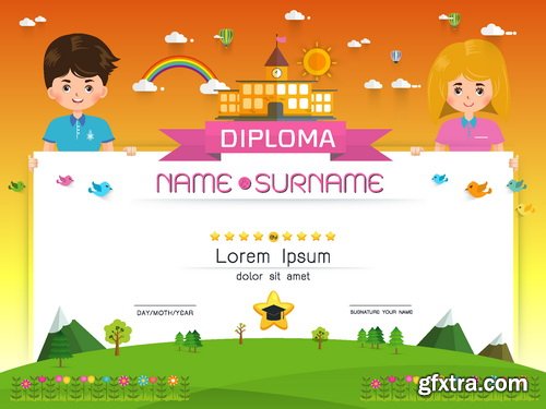 Vectors - Certificate Templates with Kids 8