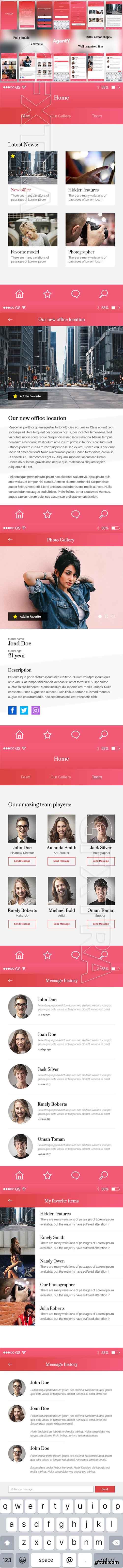 CreativeMarket - AgentY - Mobile UI UX Application 1918583