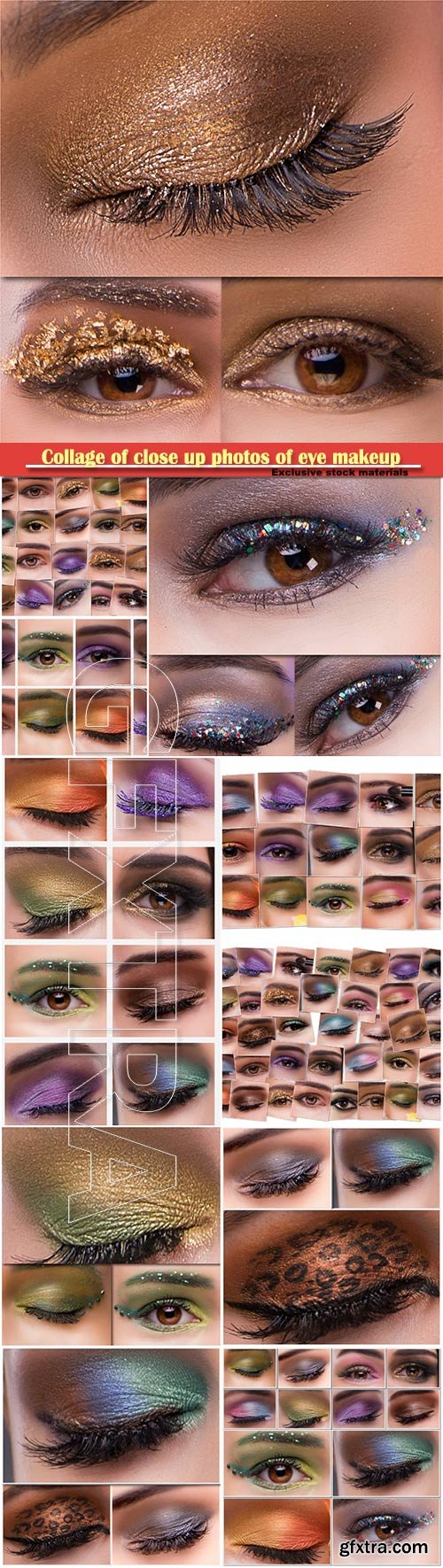 Collage of close up photos of eye makeup