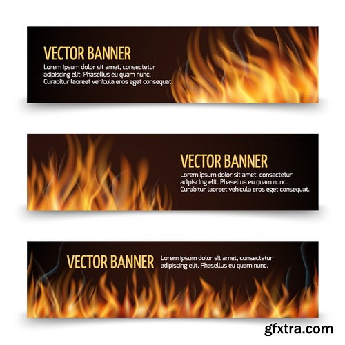 Vectors - Fire Flames Banners 2