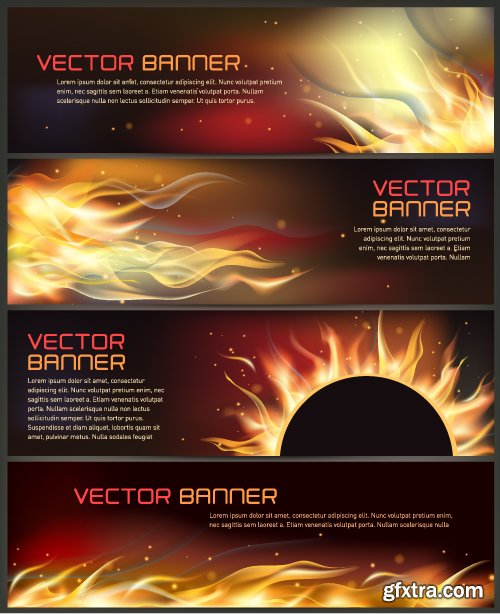 Vectors - Fire Flames Banners 2