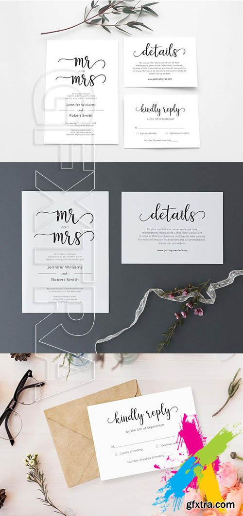 CreativeMarket - Wedding Invitation Suite 1931922