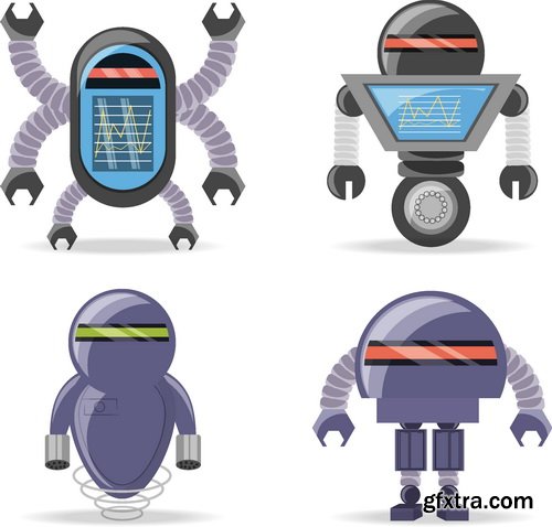 Vectors - Cartoon Funny Robots 10