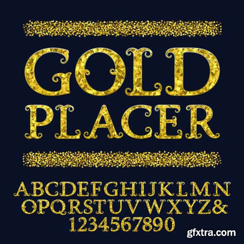 Vectors - Golden Alphabets Set 10