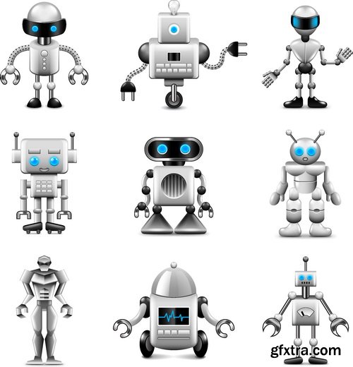 Vectors - Cartoon Funny Robots 10