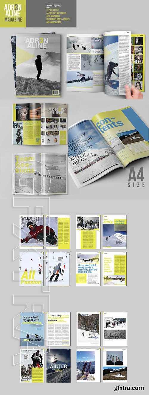 CreativeMarket - Adrenaline Magazine Template 1932067