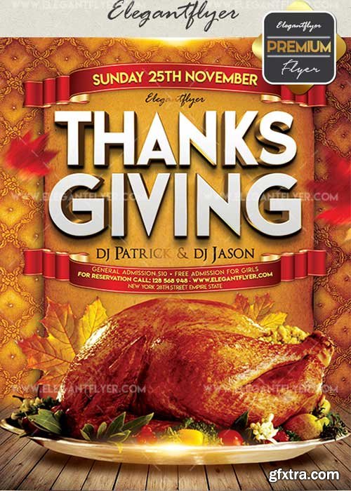 Thanksgiving 2017 V27 Flyer PSD Template + Facebook Cover