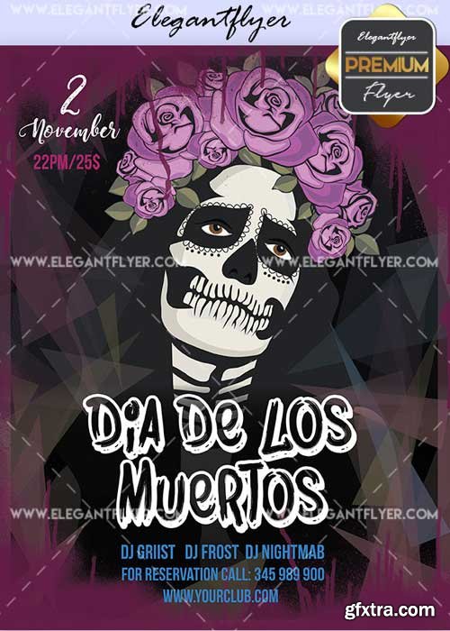 Dia De Los Muertos Party V19 2017 Flyer PSD Template + Facebook Cover