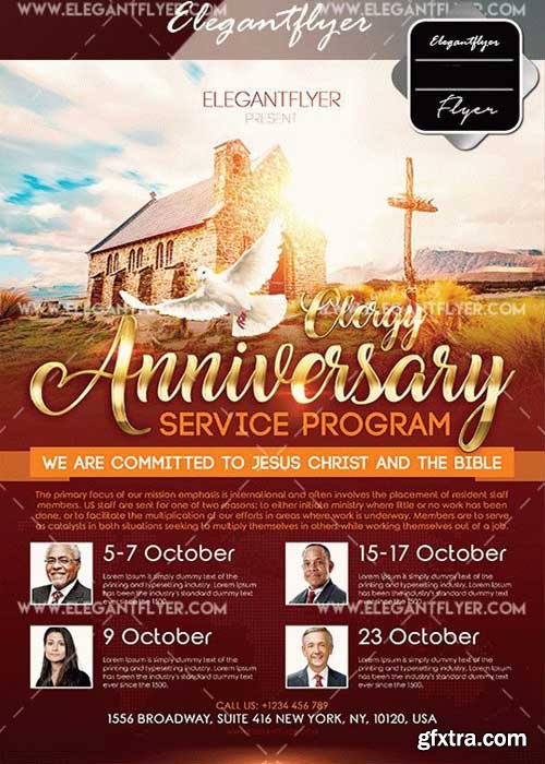 Clergy Anniversary Service Program V9 Flyer Template