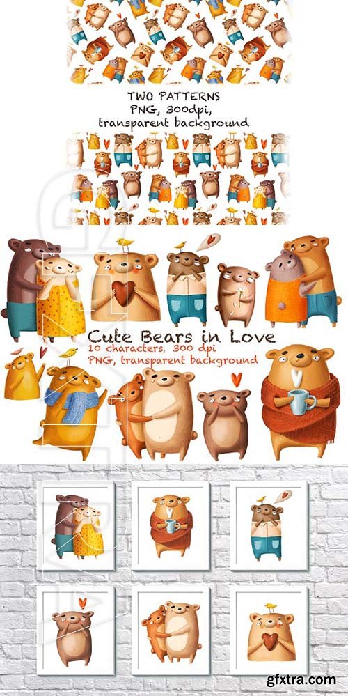 CreativeMarket - Bears in love 1918891