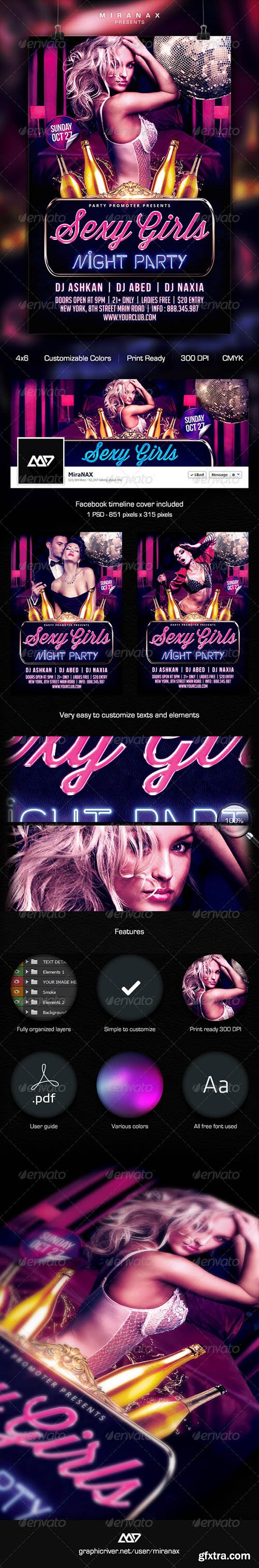 Graphicriver Sexy Girls / Ladies Night Party Flyer Template 8613106