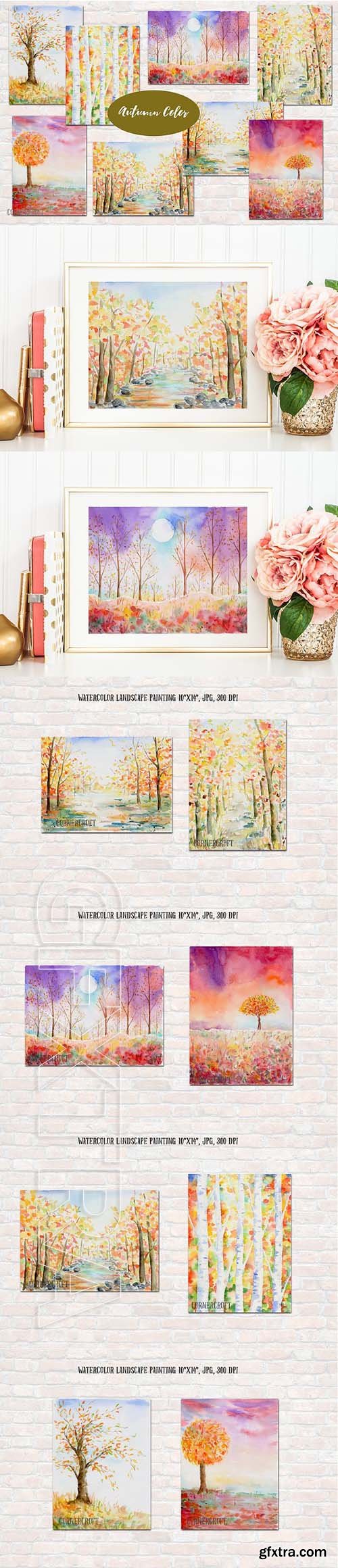 CreativeMarket - Watercolor Autumn Color 1935191