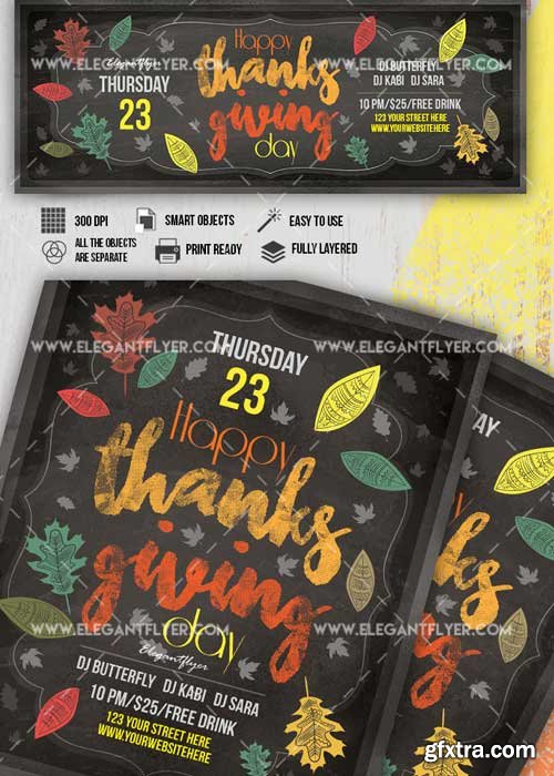 Thanksgiving V24 2017 Flyer PSD Template + Facebook Cover