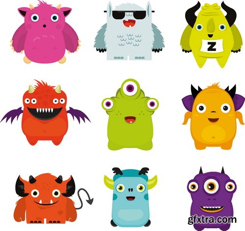 Vectors - Cartoon Monsters Set 19