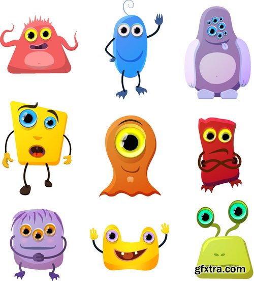 Vectors - Cartoon Monsters Set 19