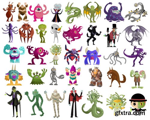 Vectors - Cartoon Monsters Set 19