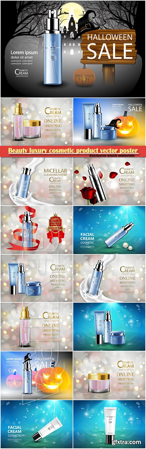 Beauty luxury cosmetic product vector poster