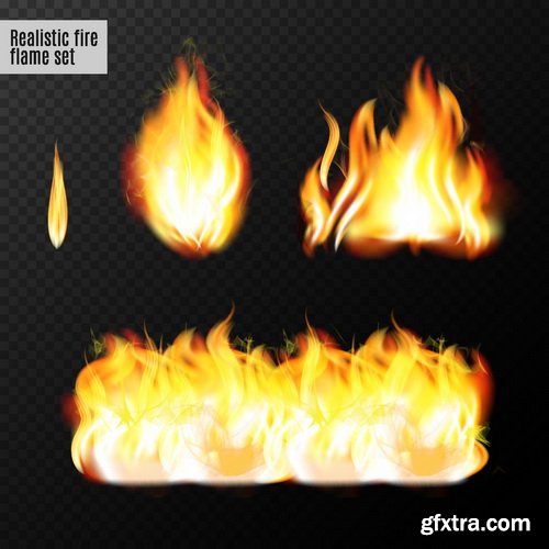 Vectors - Fire Realistic Flames 14