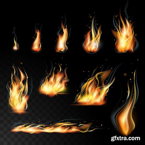 Vectors - Fire Realistic Flames 14