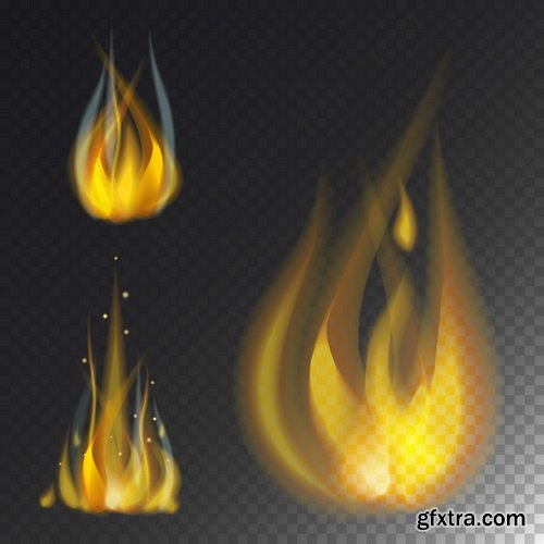 Vectors - Fire Realistic Flames 14