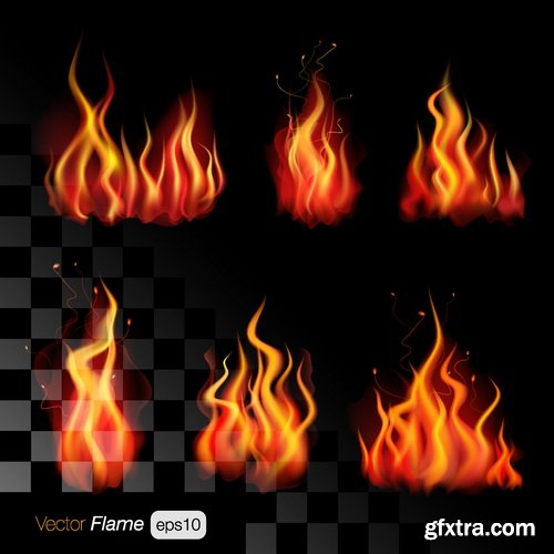 Vectors - Fire Realistic Flames 14