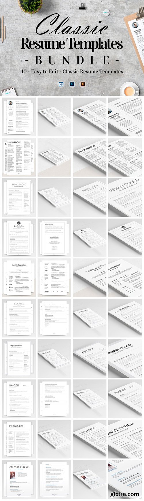 CM - 10 Classic Resume Templates Bundle 1865306