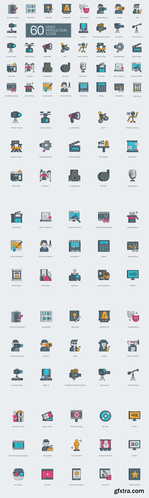 60 Video Production Icons