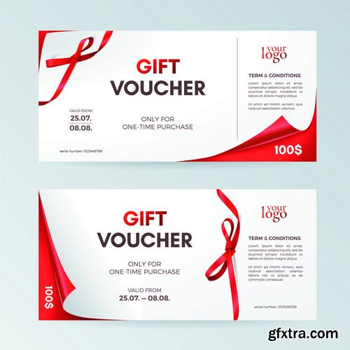 Vectors - Gift Red Voucher Templates 4