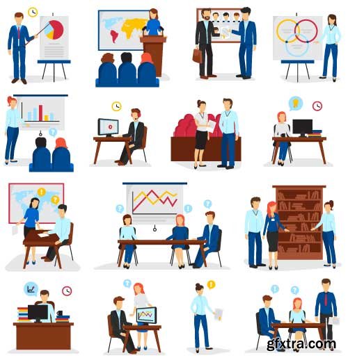 Vectors - Flat Business People 21