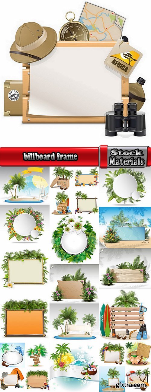 Grass plant with an ad billboard frame 25 EPS