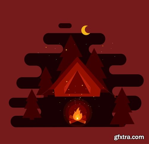 Camp fire fire flame icon vector image 25 EPS