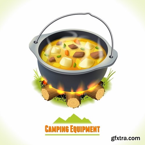 Camp fire fire flame icon vector image 25 EPS