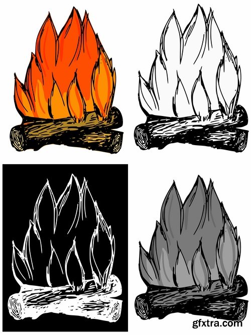 Camp fire fire flame icon vector image 25 EPS