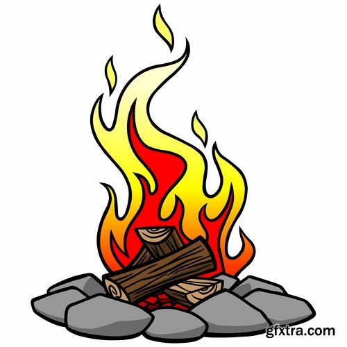 Camp fire fire flame icon vector image 25 EPS