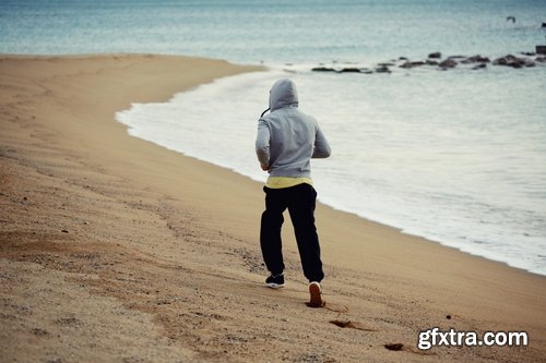 Sports training running on the sand beach sea ocean 25 HQ Jpeg