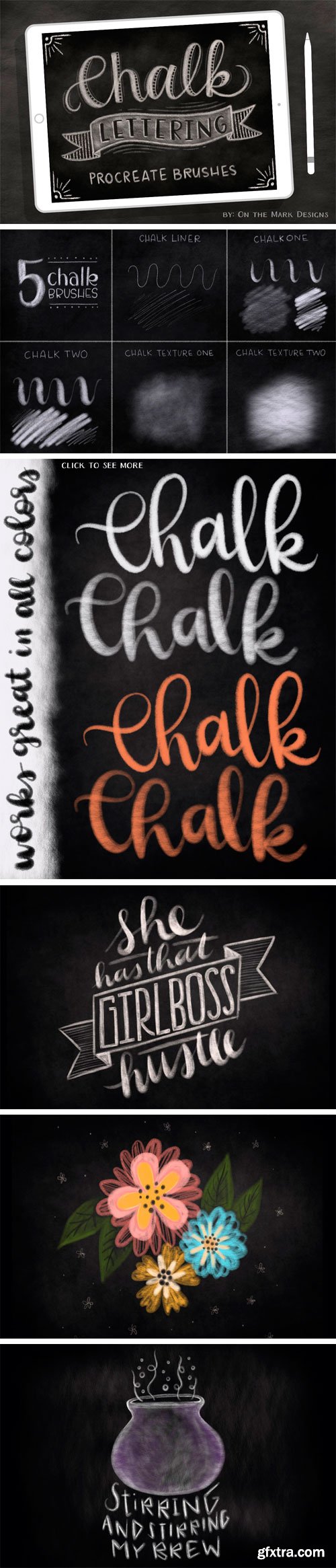 CM - 5 Chalk Lettering Procreate Brushes 1923481