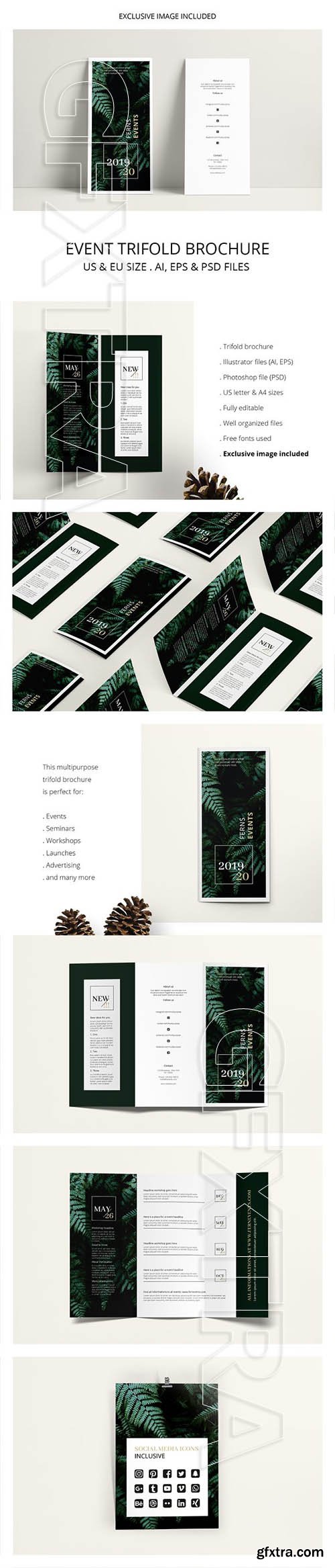 CreativeMarket - FERNS Trifold Event Flyer 1932490