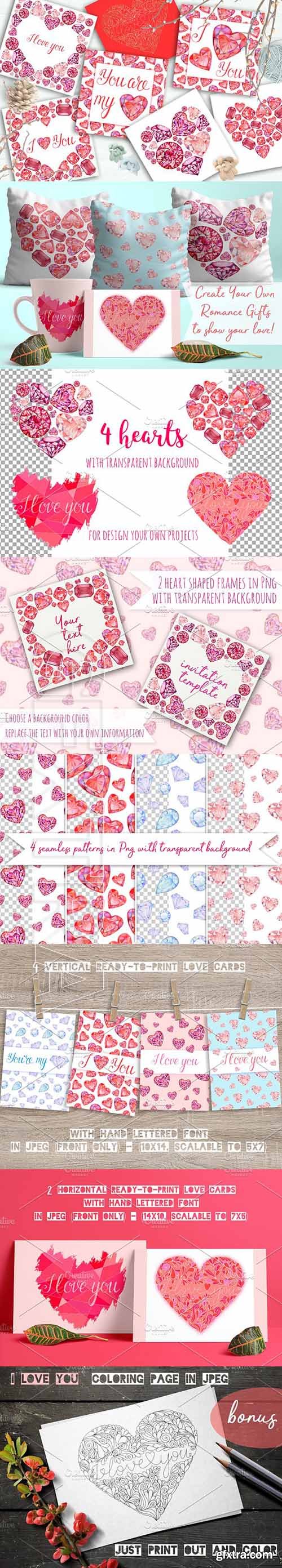 CreativeMarket - Love Cards Invitations Backgrounds 1934336