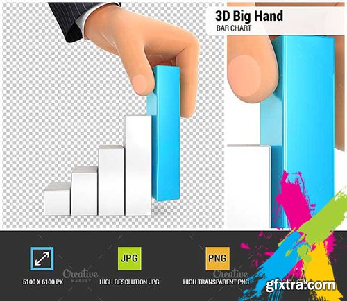 CreativeMarket - 3D Big Hand and Bar Chart 1933998