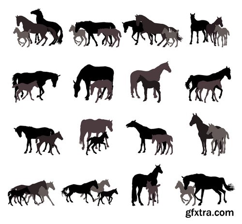 Vectors - Horses Silhouettes Set 16