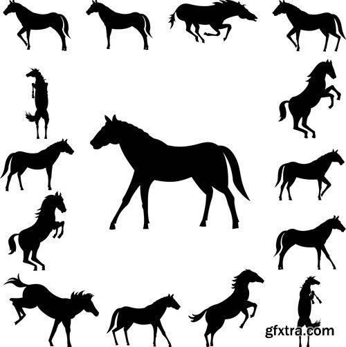 Vectors - Horses Silhouettes Set 16